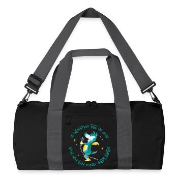 Tabaluga Mit Mikrofon Und Spruch Kindheit - Recycelte Duffel Bag - Schwarz/Graphitgrau - Vorne