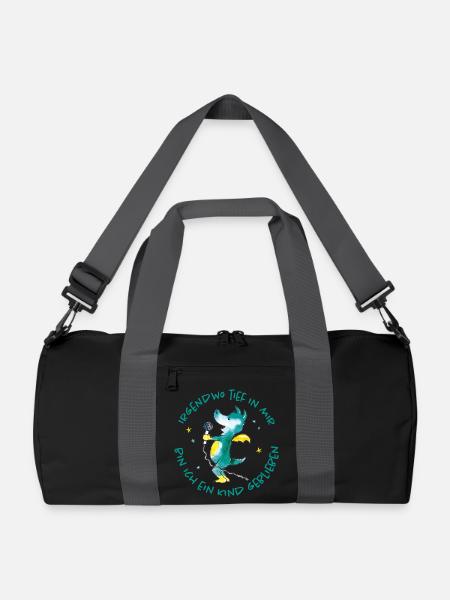 Tabaluga Mit Mikrofon Und Spruch Kindheit - Recycelte Duffle Bag - Schwarz/Graphitgrau