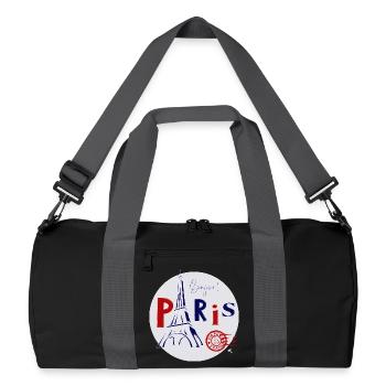 Eiffelturm Abbildung im Kreis mit Inschrift - Recycelte Duffel Bag - Schwarz/Graphitgrau - Vorne