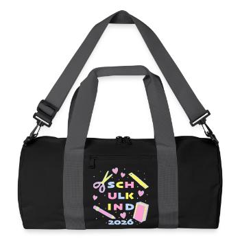 Enfant scolaire 2026 – Don d’inscription scolaire pour filles - Sac de sport recyclé - noir/gris graphite - Devant