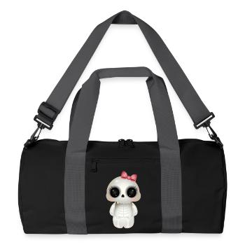 cute skull with pink bow - Recycled Duffel Bag - black/graphite grey - Front