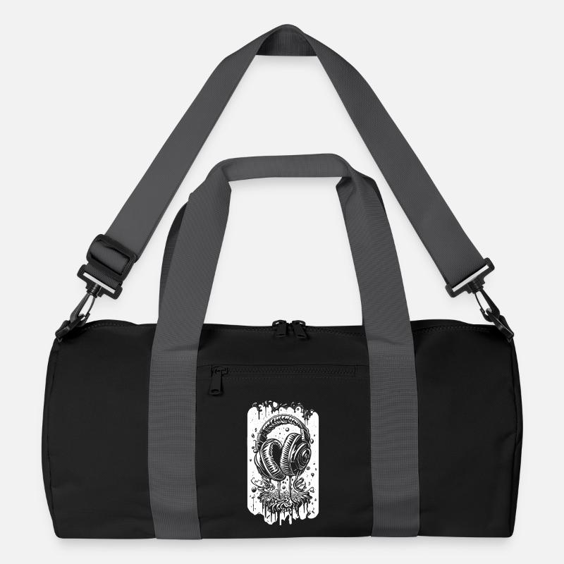 Comic Kopfhörer mit Tropfen - Recycelte Duffel Bag - Schwarz/Graphitgrau