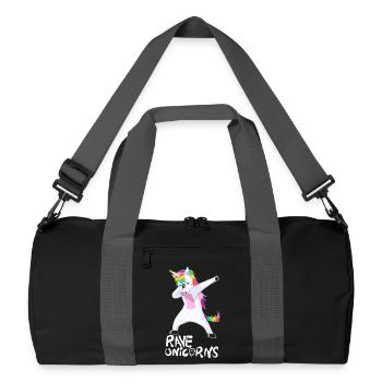 Logo Rave Licornes Texte blanc - Sac de sport recyclé - noir/gris graphite - Devant