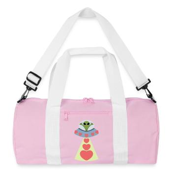 Weltraum Liebe Alien Valentin - Recycelte Duffel Bag - Rosa/Weiß - Vorne