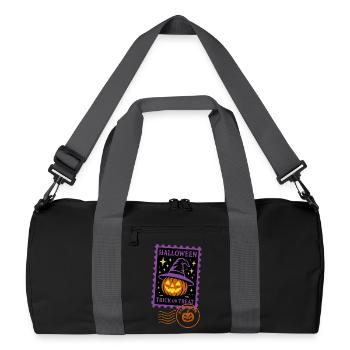 Postage stamp - Halloween pumpkin with magic hat - Recycled Duffel Bag - black/graphite grey - Front