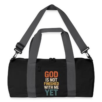 Gott ist noch nicht fertig mit mir - Recycelte Duffel Bag - Schwarz/Graphitgrau - Vorne