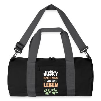 Husky Freude Liebe Leben - Recycelte Duffel Bag - Schwarz/Graphitgrau - Vorne
