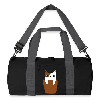 Brusttasche mit Katze - Recycelte Duffel Bag - Schwarz/Graphitgrau - Vorne