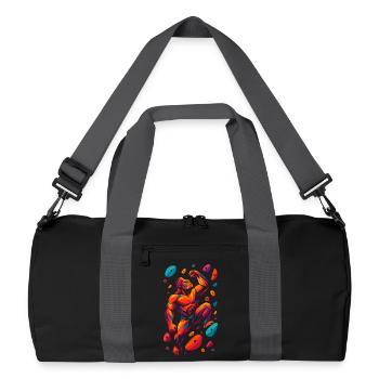 Bouldern Kletterkraft Gorilla stark Geschenk - Recycelte Duffel Bag - Schwarz/Graphitgrau - Vorne