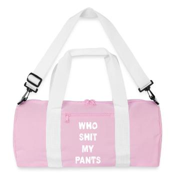 Who Shit My Pants - Recycelte Duffel Bag - Rosa/Weiß - Vorne