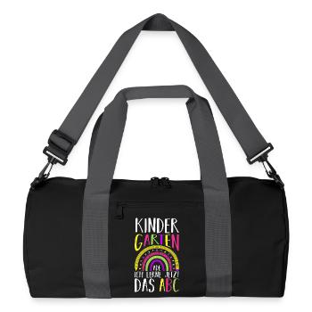 Kindergarten Ade Ich Lerne Jetzt Das ABC - Recycelte Duffel Bag - Schwarz/Graphitgrau - Vorne