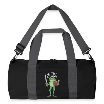 Grenouille de Test de l’Aube : Épée & Parchemin - Sac de sport recyclé - noir/gris graphite - Devant