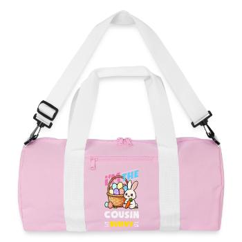 Joyeuse Pâques, douce chasse aux œufs du lapin, œufs de Pâques - Sac de sport recyclé - rose/blanc - Devant