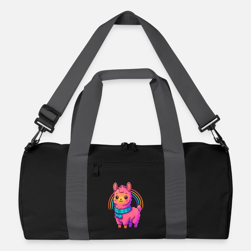Süßes Kleines Lama Design | Comic Neon Tiermotiv Recycelte Duffel Bag