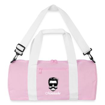 Moustache white - Recycled Duffel Bag - pink/white - Front