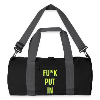 Graphismes en texte néon provocants - Sac de sport recyclé - noir/gris graphite - Devant