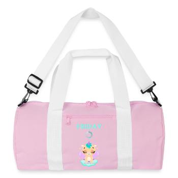 Friday loading, you only live once,Weekend - Recycled Duffel Bag - pink/white - Front