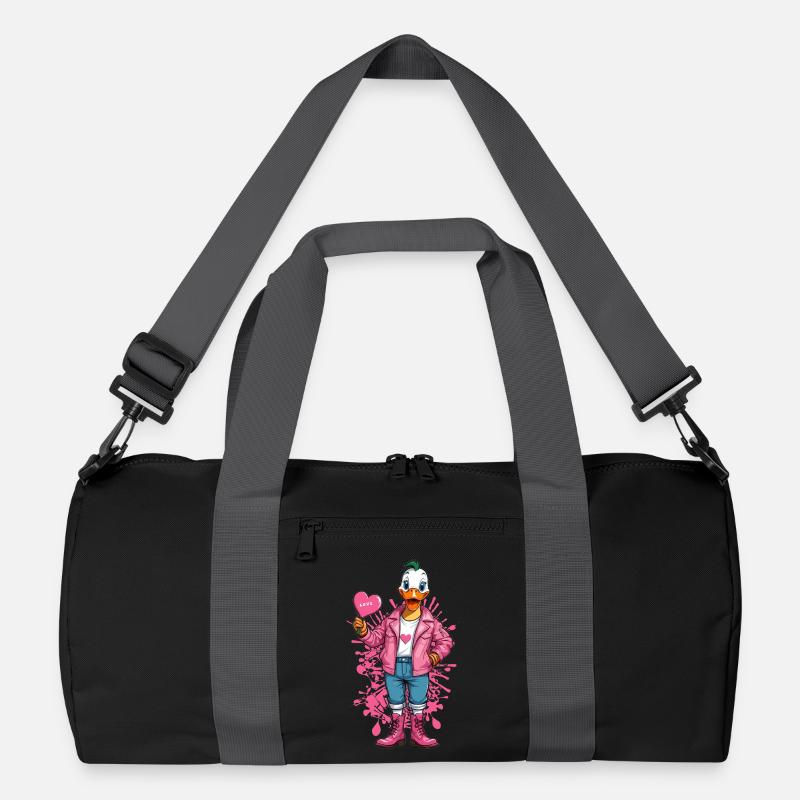 Punk Ente mit Herz Recycelte Duffel Bag