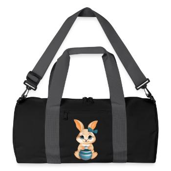 Mignon Lapin – Illustration mignonne - Sac de sport recyclé - noir/gris graphite - Devant