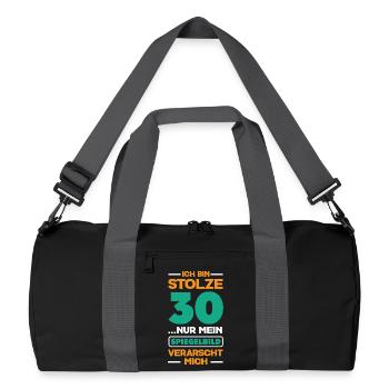 Funny 30th birthday gift - Recycled Duffel Bag - black/graphite grey - Front