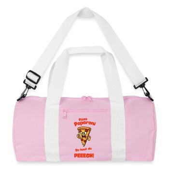 Dessin animé Pizza au pepperoni en colère - Sac de sport recyclé - rose/blanc - Devant