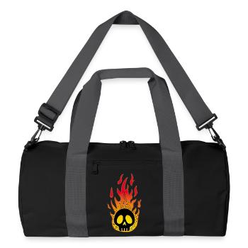 Stilisierter Flammender Schädel - Recycelte Duffel Bag - Schwarz/Graphitgrau - Vorne