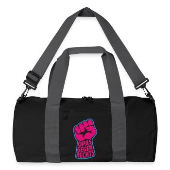 Antifaschistische Opas gegen Rechts - Antifa Logo - Recycelte Duffel Bag - Schwarz/Graphitgrau - Vorne