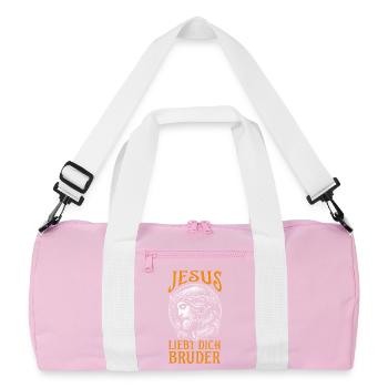 Citation de Jesus Loves You Brother Christian - Sac de sport recyclé - rose/blanc - Devant