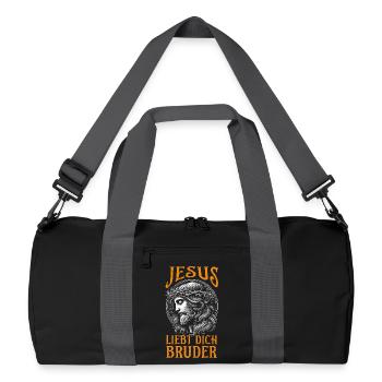 Citation de Jesus Loves You Brother Christian - Sac de sport recyclé - noir/gris graphite - Devant