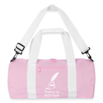 Quill & Ink Poetry ist Selbstfürsorge - Recycelte Duffel Bag - Rosa/Weiß - Vorne