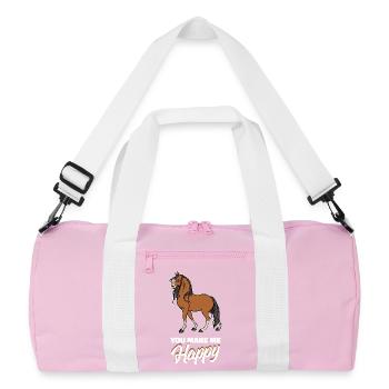 Stallion Horses Statement Icelandic Horses Horse Fan - Recycled Duffel Bag - pink/white - Front