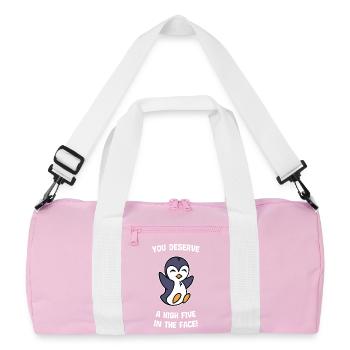 Penguin Animal Humorous Statement Cute Bird - Recycled Duffel Bag - pink/white - Front