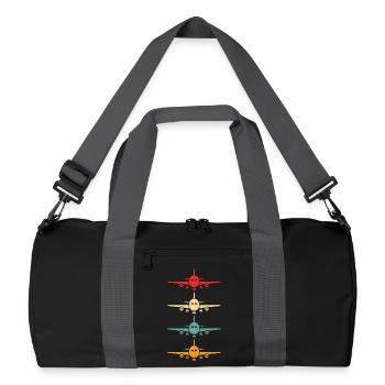 Aviation Airplane Flying Airline Vintage Pilot - Recycled Duffel Bag - black/graphite grey - Front