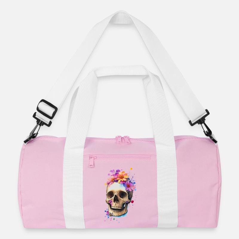Schädel mit Blumen Recycelte Duffel Bag