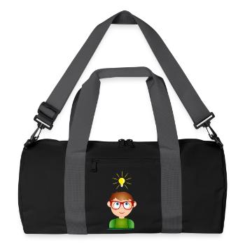 Junge mit Brille und einer leuchtenden Glühbirne - Recycelte Duffel Bag - Schwarz/Graphitgrau - Vorne