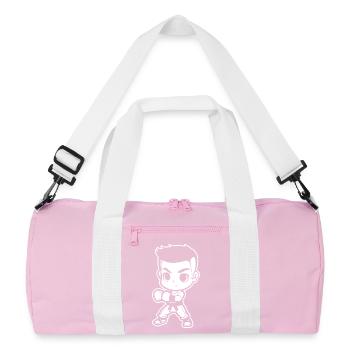 Cartoon Kickboxer - Recycled Duffel Bag - pink/white - Front