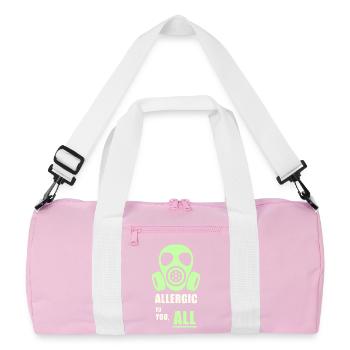 Allergisch gegen dich – Gasmaske Humor T-Shirt - Recycelte Duffel Bag - Rosa/Weiß - Vorne