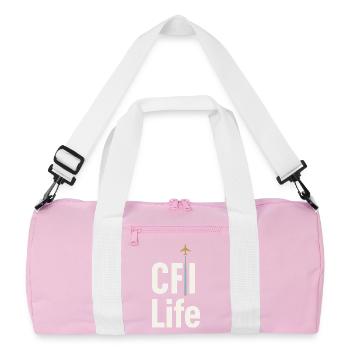 Flight Instructor Cfi Pilot Aviation Instructor - Recycled Duffel Bag - pink/white - Front
