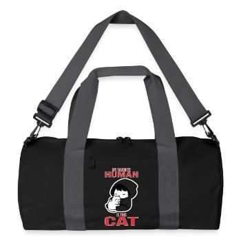 Süße Katze. Mein Lieblingsmensch ist diese Katze. - Recycelte Duffel Bag - Schwarz/Graphitgrau - Vorne