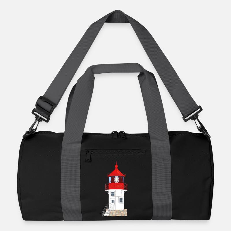 Insel Hiddensee, Leuchtturm Gellen, ohne Text - Recycelte Duffel Bag - Schwarz/Graphitgrau