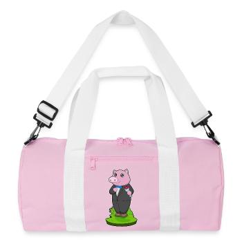 Mariage en costume de marié cochon - Sac de sport recyclé - rose/blanc - Devant