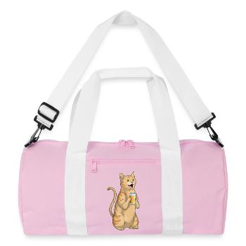 Katze Saft - Recycelte Duffel Bag - Rosa/Weiß - Vorne