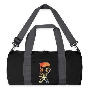Kickboxer Boy Cartoon - Recycled Duffel Bag - black/graphite grey - Front