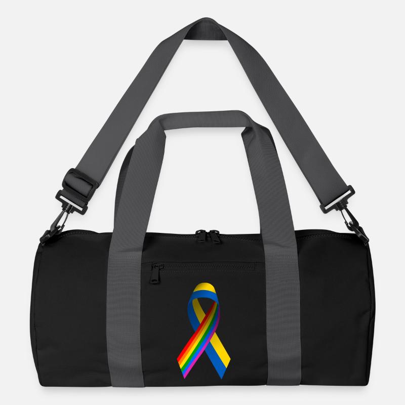 Ukrainische Schleife mit Regenbogenfahne Recycelte Duffel Bag