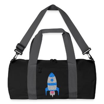 Fusée spatiale pailletée argent bleue - Sac de sport recyclé - noir/gris graphite - Devant