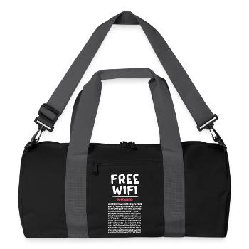 Lustiges KOSTENLOSES WLAN Kostenloses Internet Lustiges Passwort - Recycelte Duffel Bag - Schwarz/Graphitgrau - Vorne