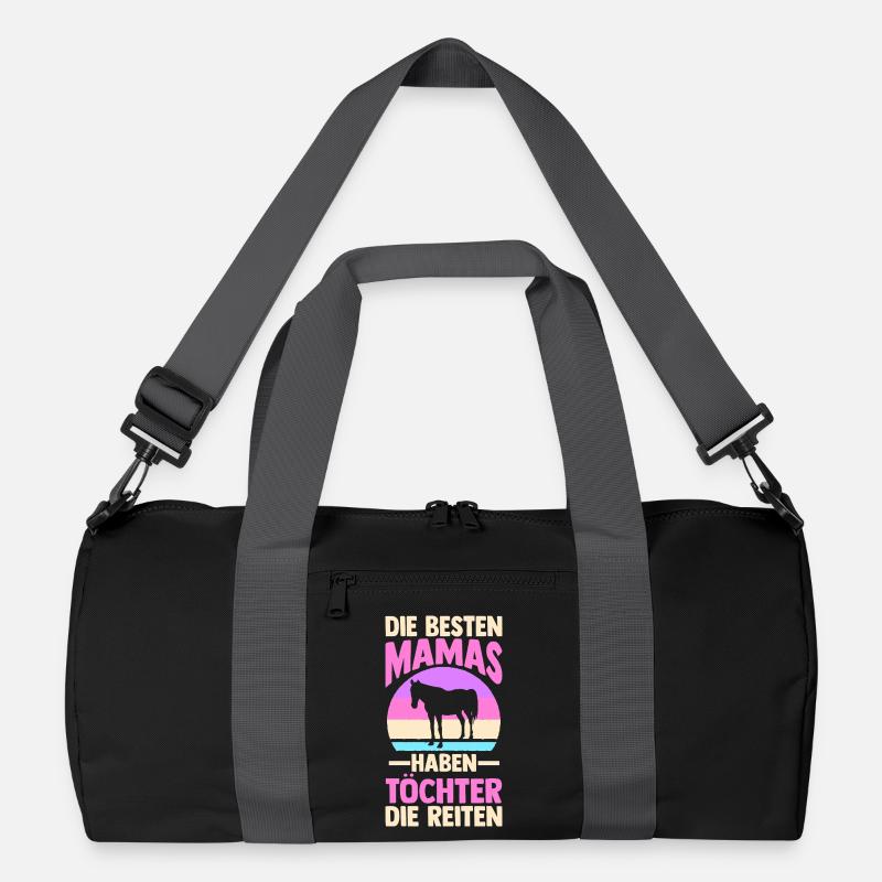 Reiten Mama Mutter Pferdeliebhaber Reiterhof Pferd - Recycelte Duffel Bag - Schwarz/Graphitgrau