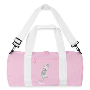 Abstract cat with spiral pattern - Recycled Duffel Bag - pink/white - Front