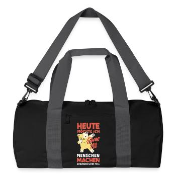 Heute möchte ich Menschen schubsen - Recycelte Duffel Bag - Schwarz/Graphitgrau - Vorne