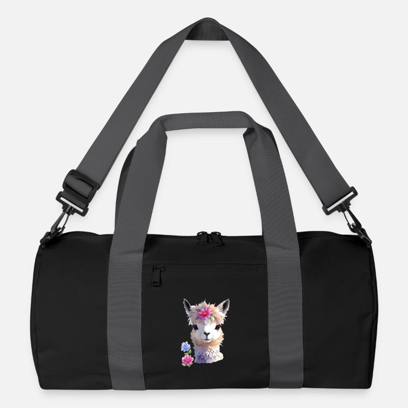 süßes Lama - Recycelte Duffel Bag - Schwarz/Graphitgrau